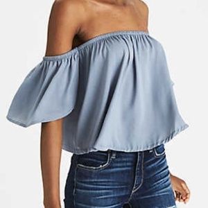 AEO Silky Gray Off-The-Shoulder Top